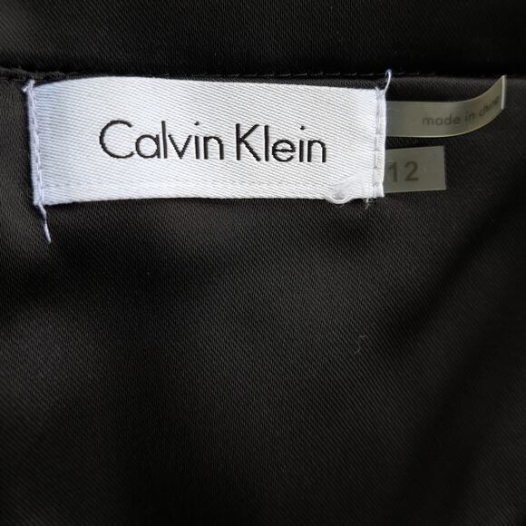 Calvin Klein Black  Stretch Satin Sleeveless Sheath Dress Size 12 Cocktail Party - Picture 7 of 10